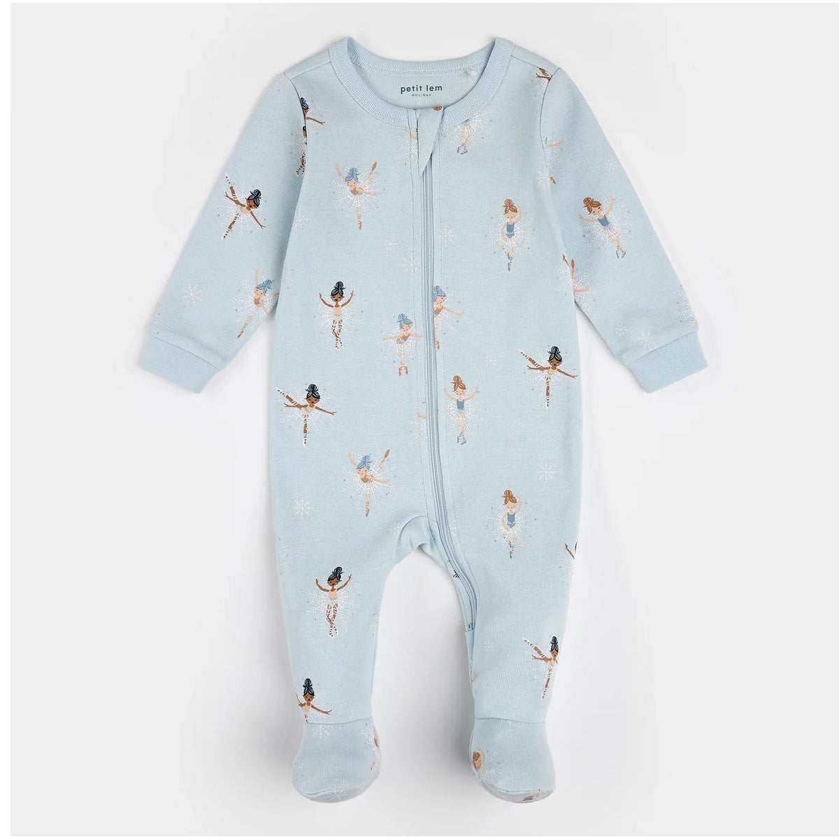 Sugar Plum Fairy Print on Ice Blue Sleeper | Petit Lem-1