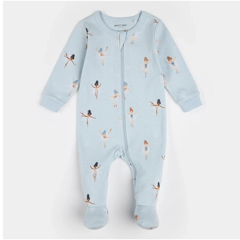 Sugar Plum Fairy Print on Ice Blue Sleeper | Petit Lem-1