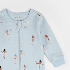 Sugar Plum Fairy Print on Ice Blue Sleeper | Petit Lem-2