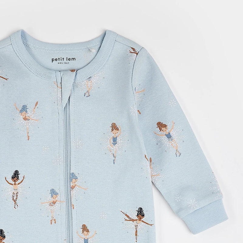 Sugar Plum Fairy Print on Ice Blue Sleeper | Petit Lem-2