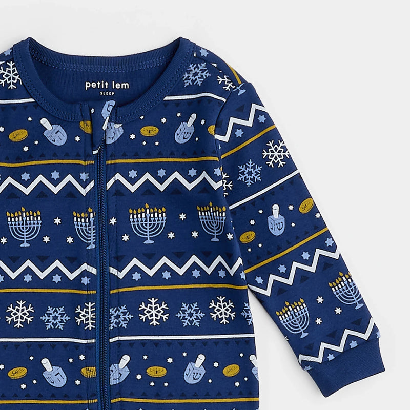 Hanukkah Fair Isle Print Sleeper | Petit Lem-2