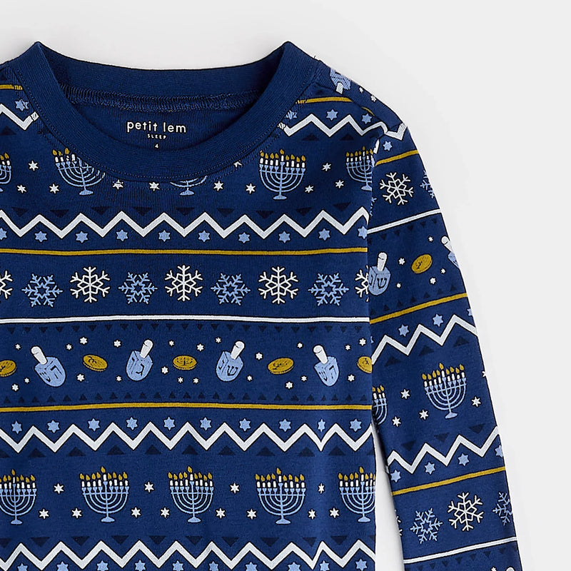 Hanukkah Fair Isle Print PJ Set | Petit Lem-2