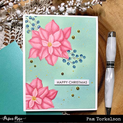 Lot de tampons transparents Poinsettia de Noël 30303-6
