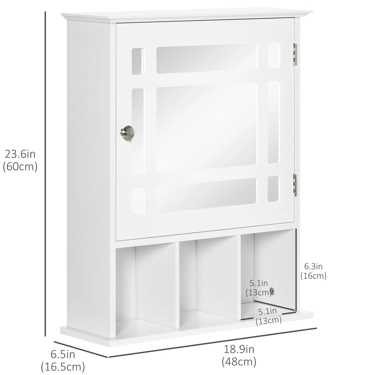 White Bathroom Mirror Cabinet – Wall-Mounted Medicine Cabinet with 3-Shelf Organizer (United States & Canada Delivery Only)-5