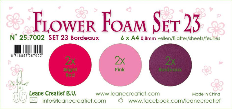 Flower Foam Set 23, 6 Sheets A4 3X2 Bordeaux Colours-1