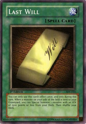 Last Will (SYE-031) - Starter Deck: Yugi Evolution 1st Edition-1