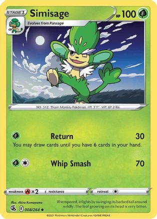 Simisage 8/264 - SWSH08 Fusion Strike Reverse Holofoil-1