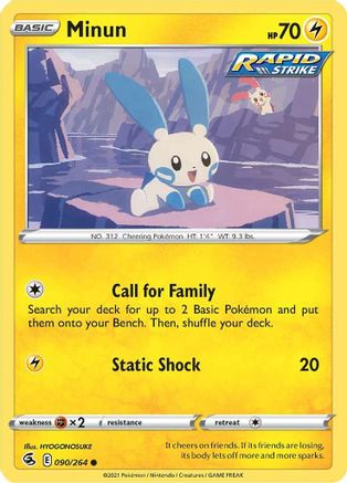 Minun 90/264 - SWSH08 Fusion Strike Reverse Holofoil-1