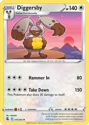 Diggersby 215/264 - SWSH08 Fusion Strike Reverse Holofoil-1