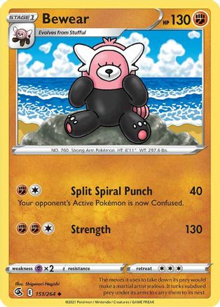 Bewear 151/264 - SWSH08 Fusion Strike Reverse Holofoil-1