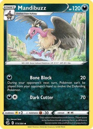 Mandibuzz 173/264 - SWSH08 Fusion Strike Reverse Holofoil-1