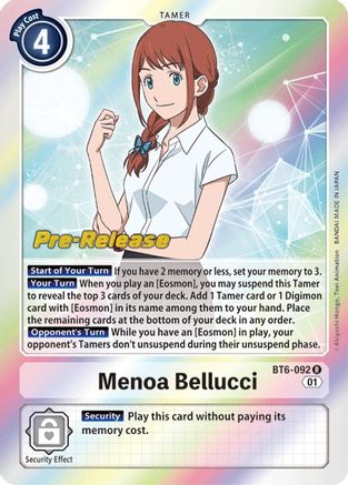 Menoa Bellucci (BT6-092) - Double Diamond Pre-Release Cards Foil-1
