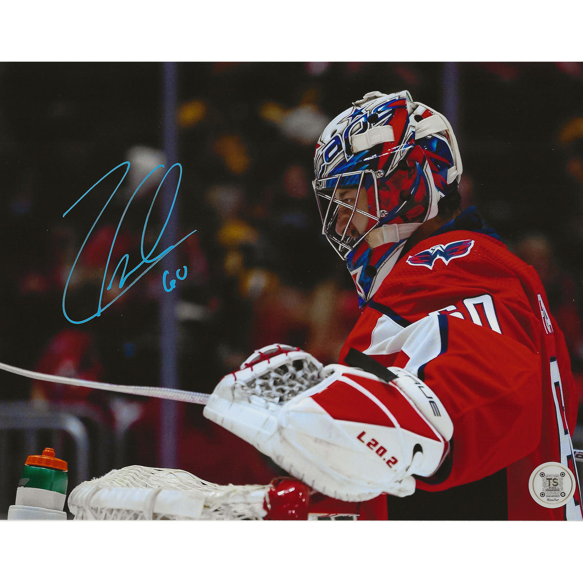 Fotografía de 8x10 en primer plano de los Washington Capitals autografiada por Zach Fucale-1