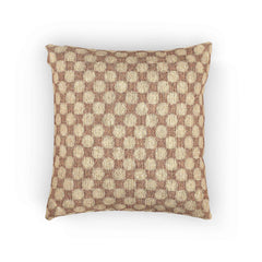 Woven Checkered Pattern Pillow | Neutral Brown Geometric Throw Pillow-1