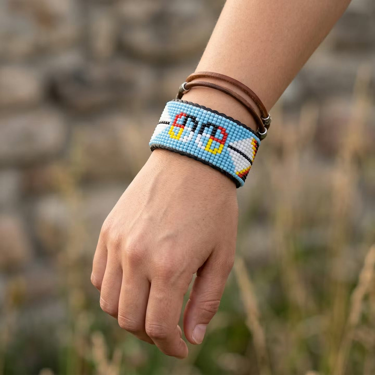 Beaded Cuff Bracelet(Blue)-2
