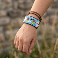Beaded Cuff Bracelet(Blue)-2