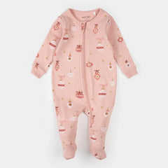 Footed Sleeper | Ornaments Print on Rose | Petit Lem-2