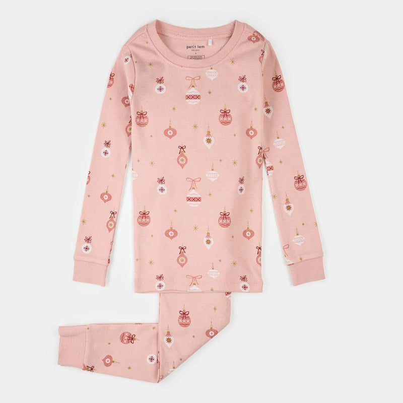 PJ Set | Ornaments Print on Rose | Petit Lem-1