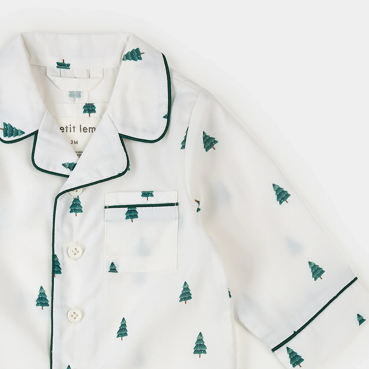 Poplin Sleeper | Pine Tree Print on Off-White | Petit Lem-2