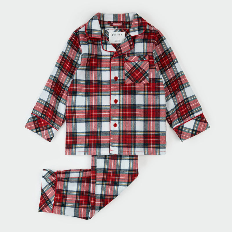 Flannel PJ Set | Red Tartan Plaid | Petit Lem-1