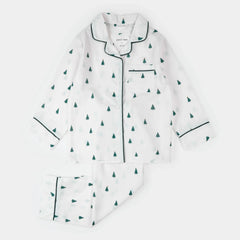 Poplin PJ Set | Pine Tree Print on Off-White | Petit Lem-2