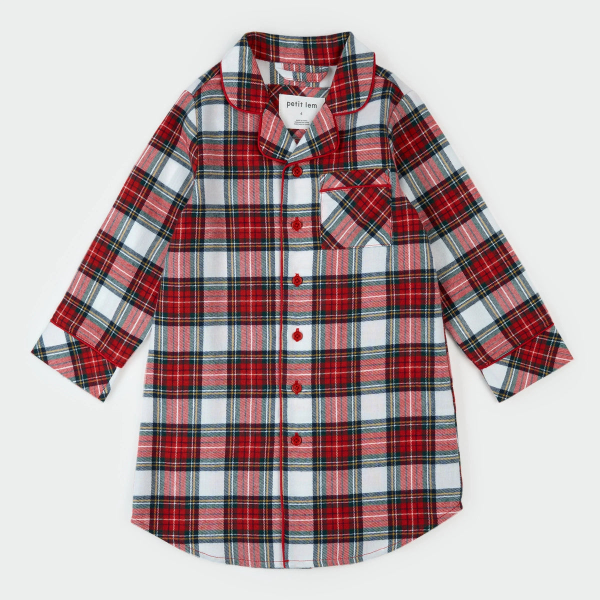 Flannel Night Gown | Red Tartan Plaid | Petit Lem-2