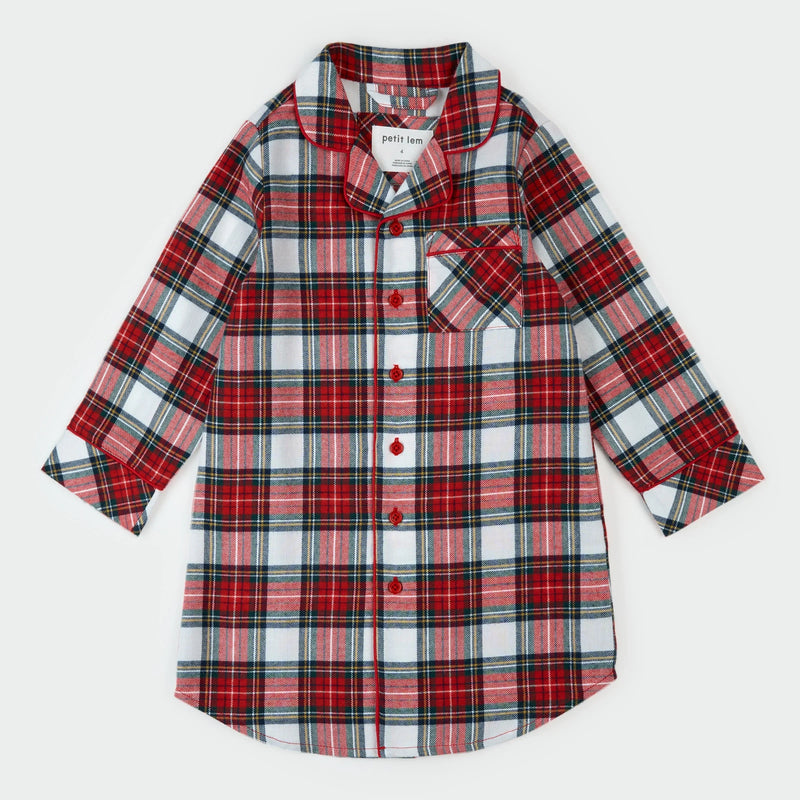 Flannel Night Gown | Red Tartan Plaid | Petit Lem-2