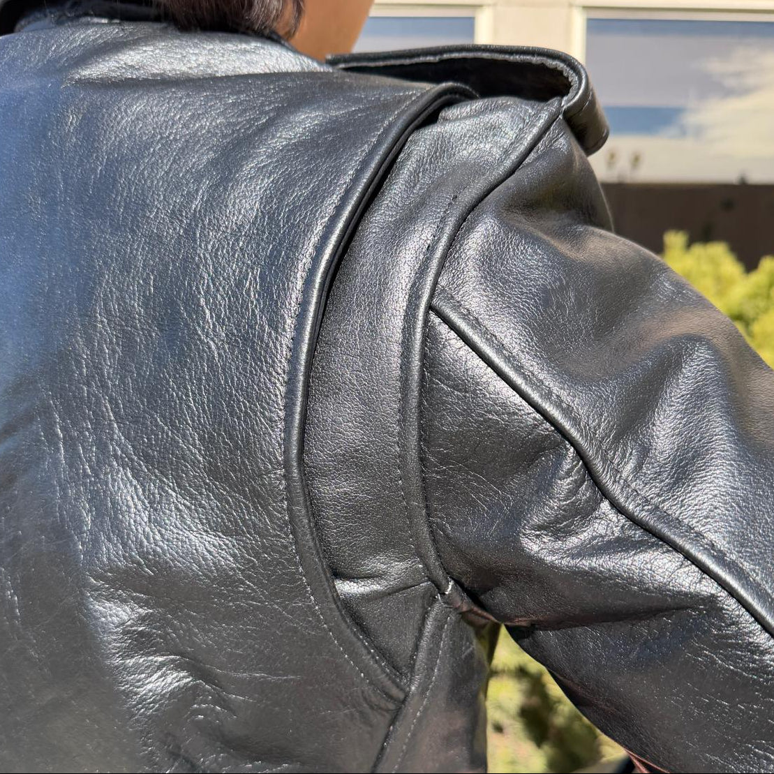 Open Road Men’s Buffalo Leather Biker Jacket with Removable Lining-7