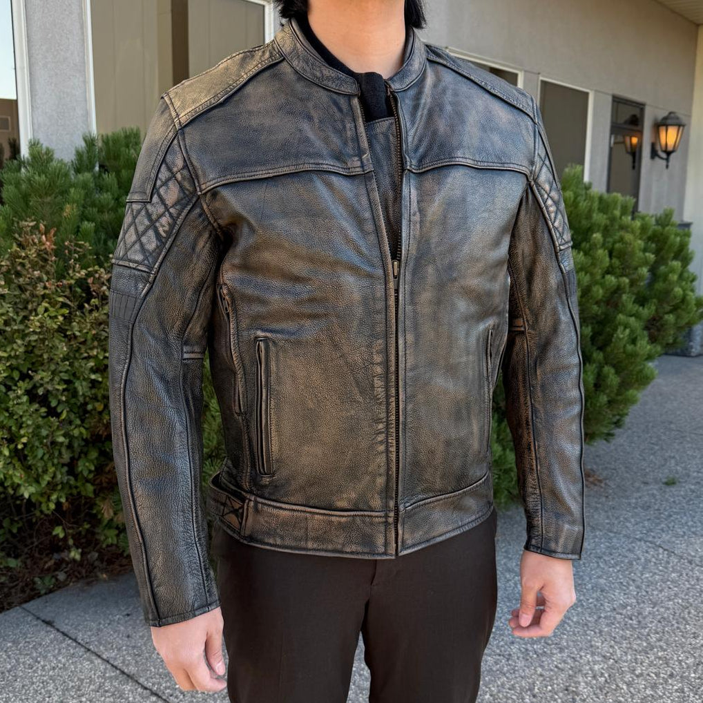 Unik International Men's Reflective Stripe Motorcycle Jacket-1
