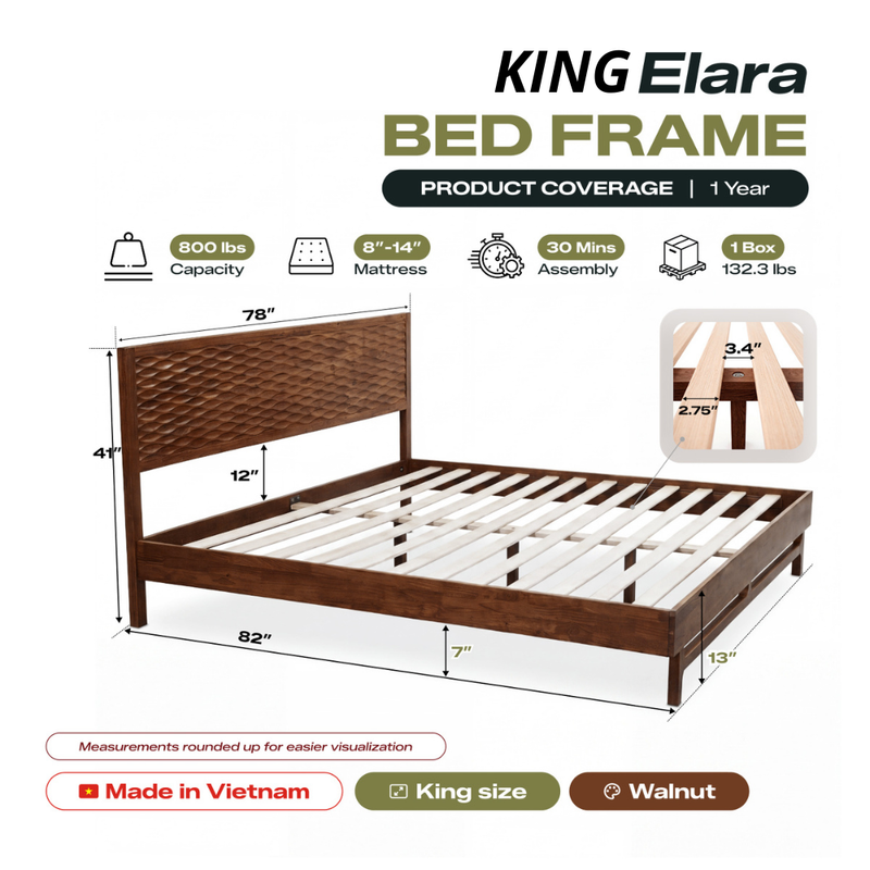 Elara Solid Wood Bed Frame-9