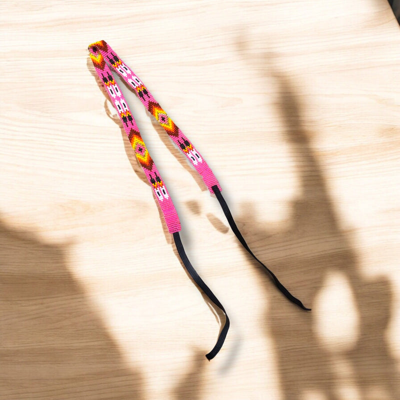 Hot Pink Handmade Beaded Hatband-2