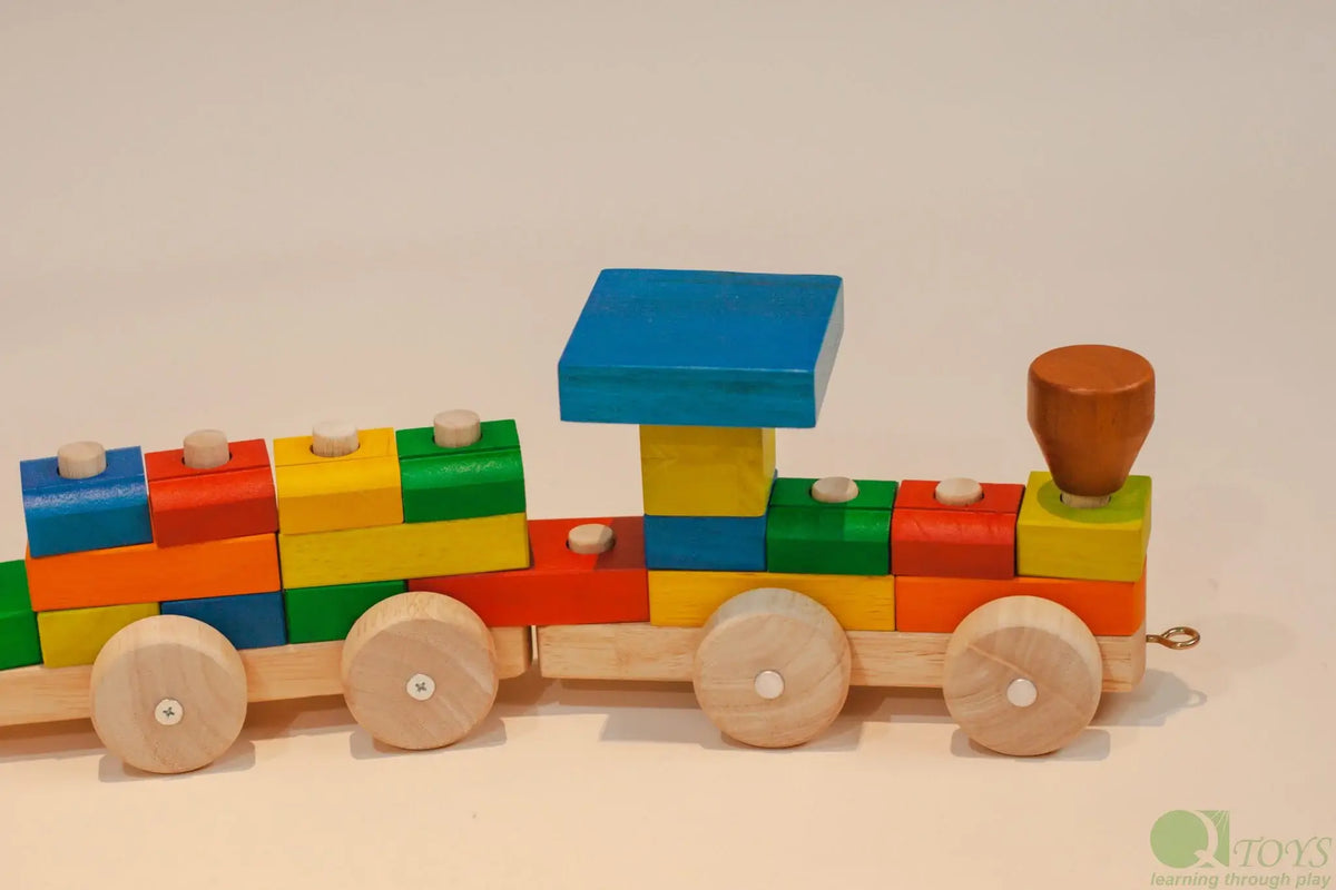 QToysUSA - Stack & Pull Train - Ages 2+-9