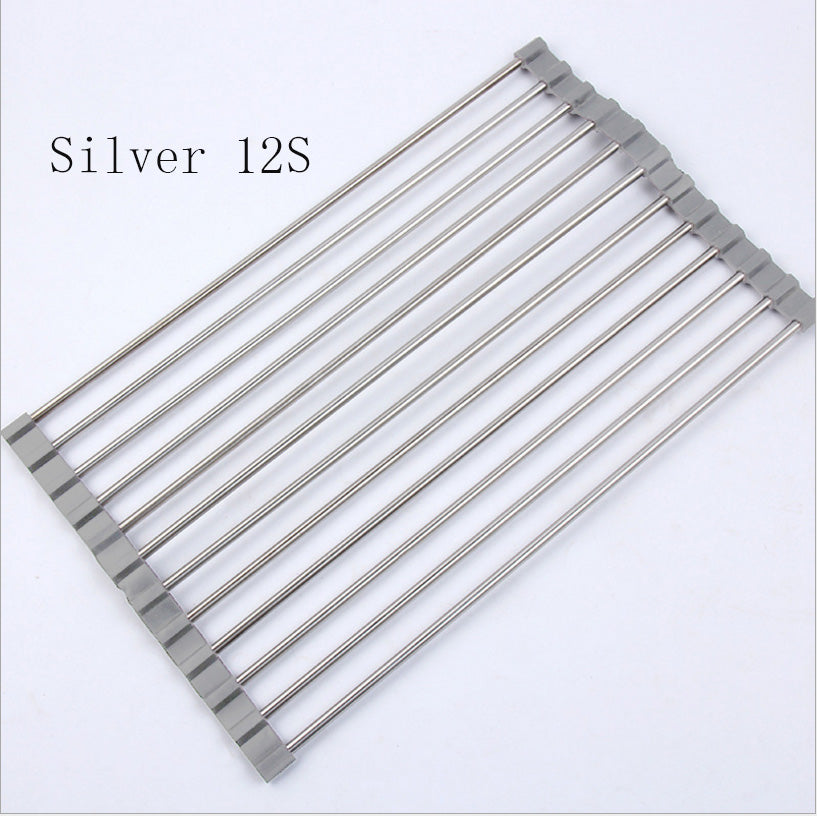 Folding Kitchen Drain Sink Rack Stainless Steel-24