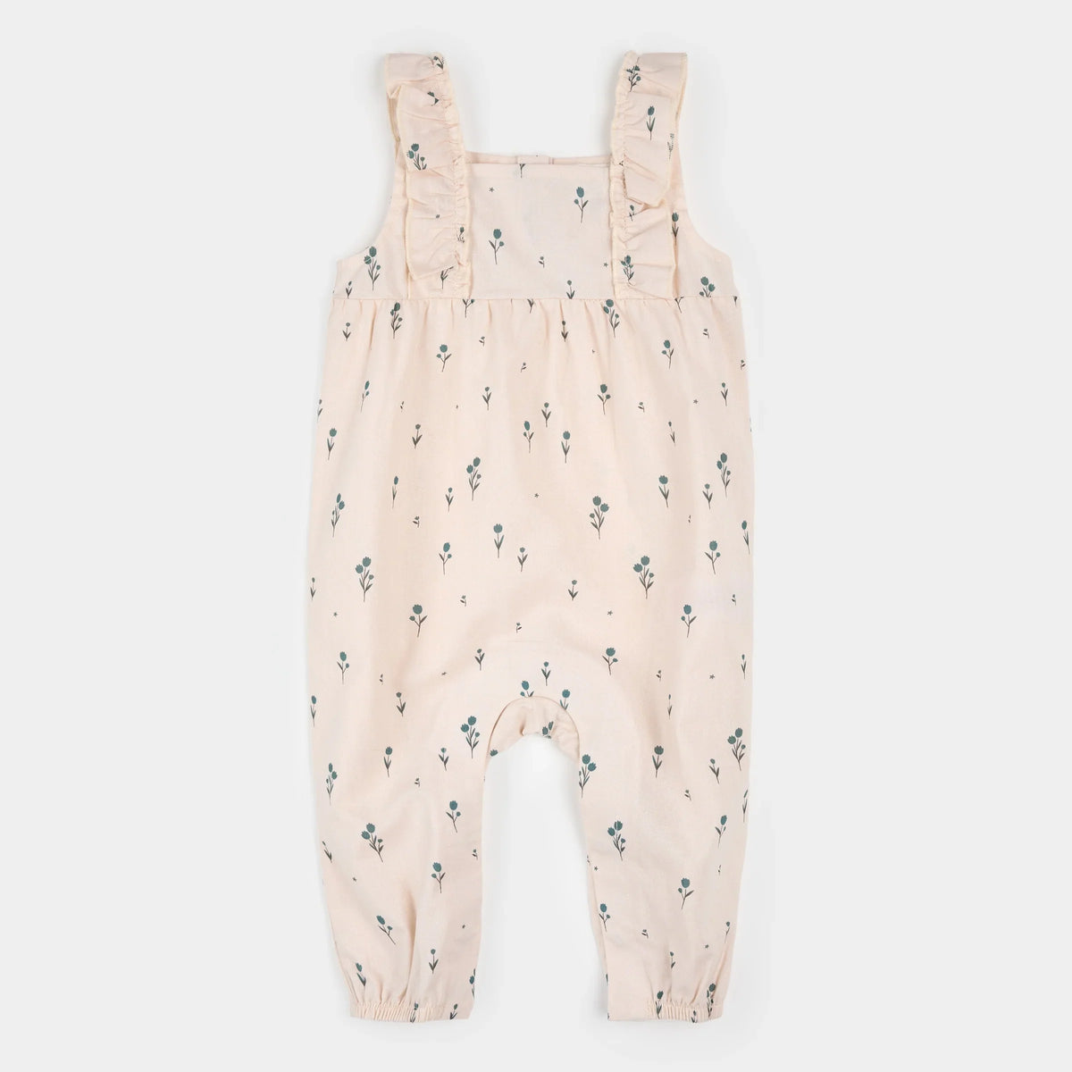 Cross Hatch Playsuit | Blue Tulips on Light Pink | Petit Lem-2