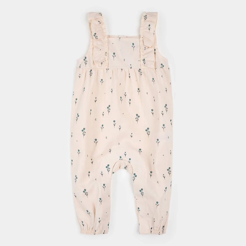 Cross Hatch Playsuit | Blue Tulips on Light Pink | Petit Lem-2