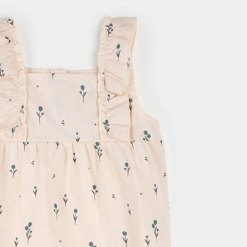 Cross Hatch Playsuit | Blue Tulips on Light Pink | Petit Lem-4