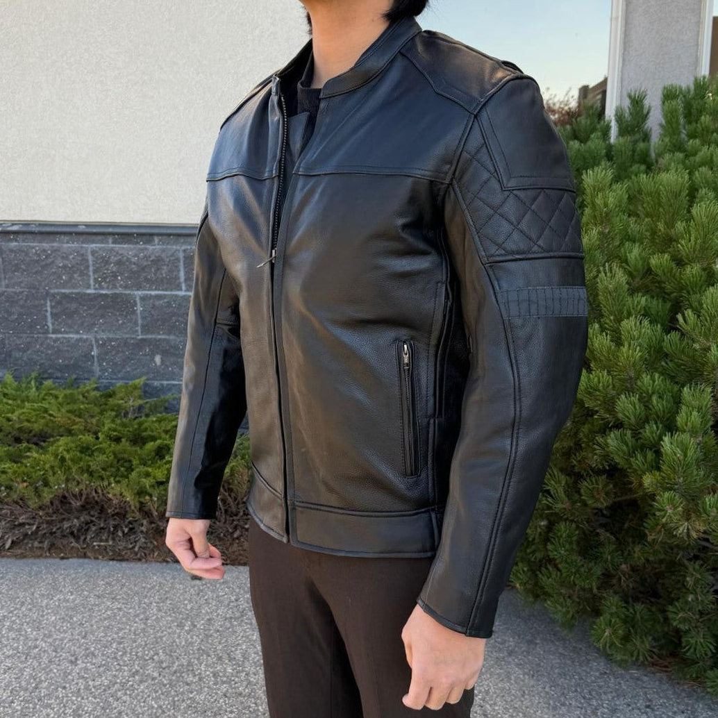 Unik International Men's Reflective Stripe Motorcycle Jacket-14