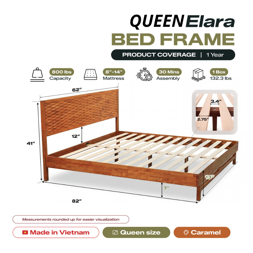 Elara Solid Wood Bed Frame-19