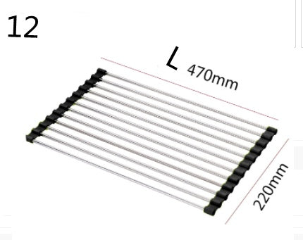 Folding Kitchen Drain Sink Rack Stainless Steel-10