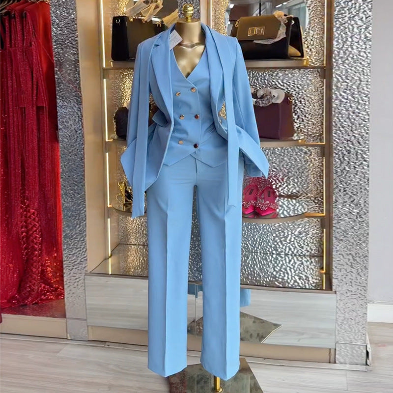 Spring Elegant Women's Solid-Color Three-Piece Set-8