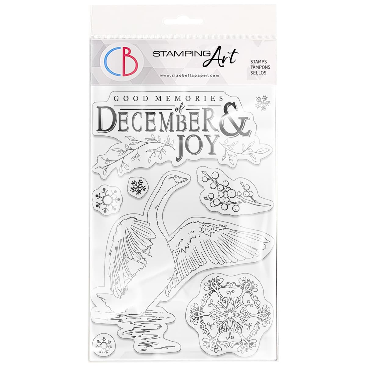 Ciao Bella Clear Stamp Set 4"x6" December & Joy-1