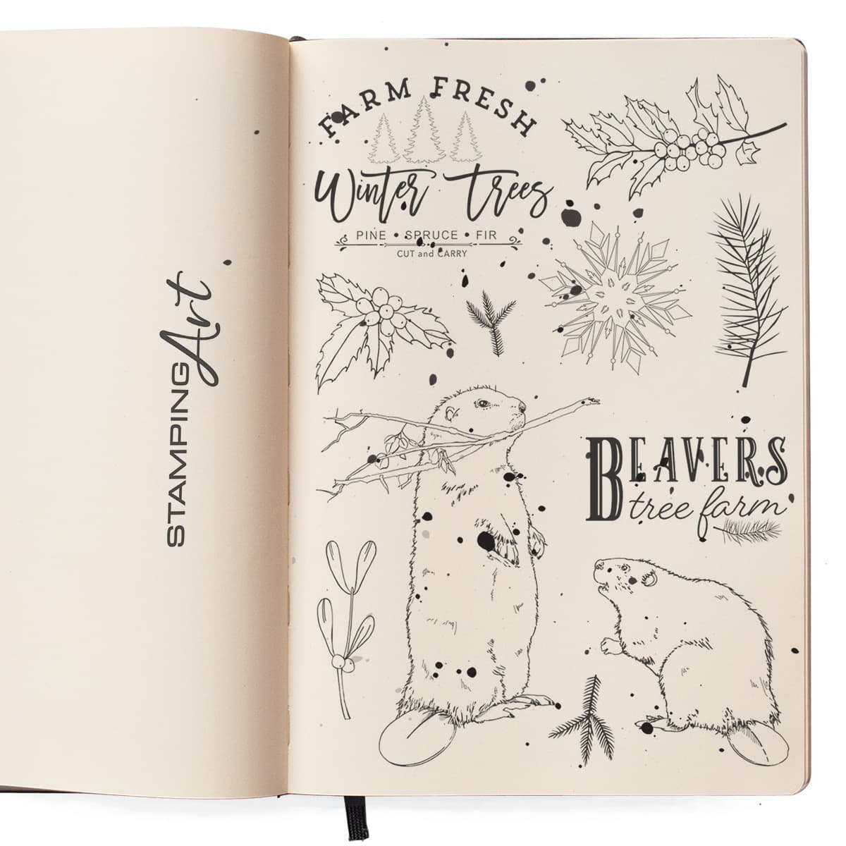 Ciao Bella Clear Stamp Set 6"x8" Beavers Tree Farm-2