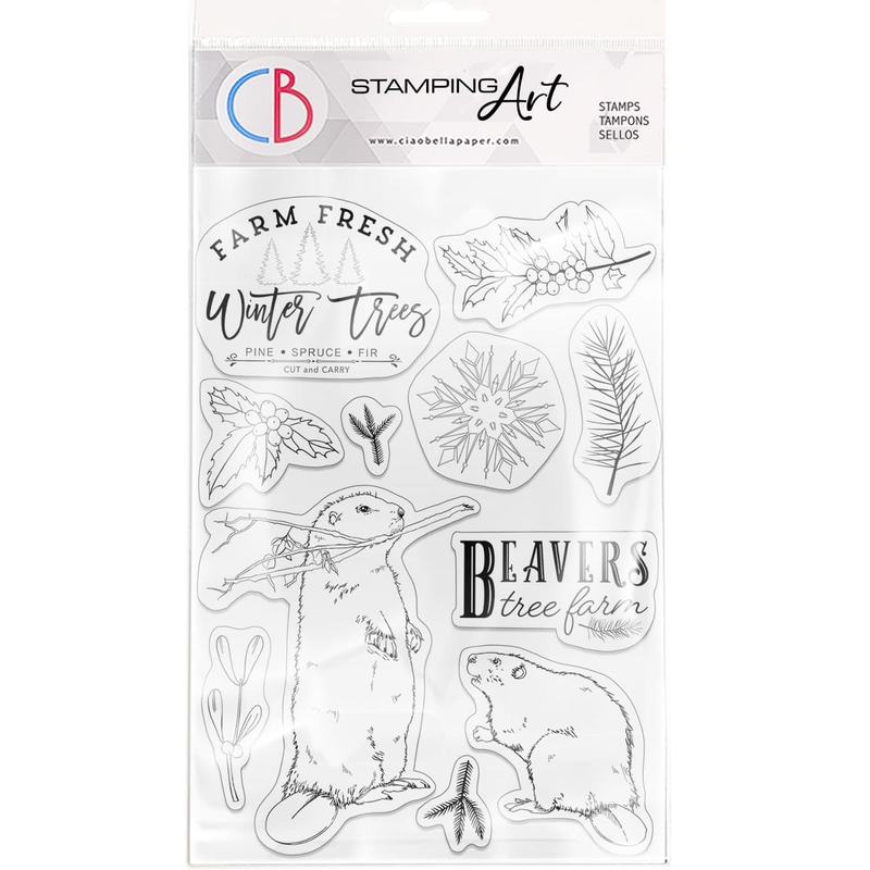 Ciao Bella Clear Stamp Set 6"x8" Beavers Tree Farm-1