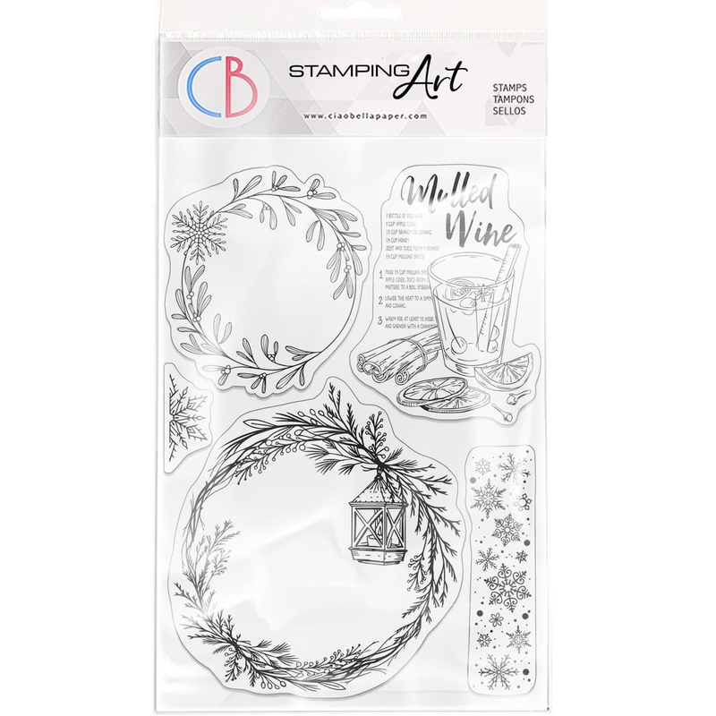 Ciao Bella Clear Stamp Set 6"x8" Wreaths & Mulled Wine-1