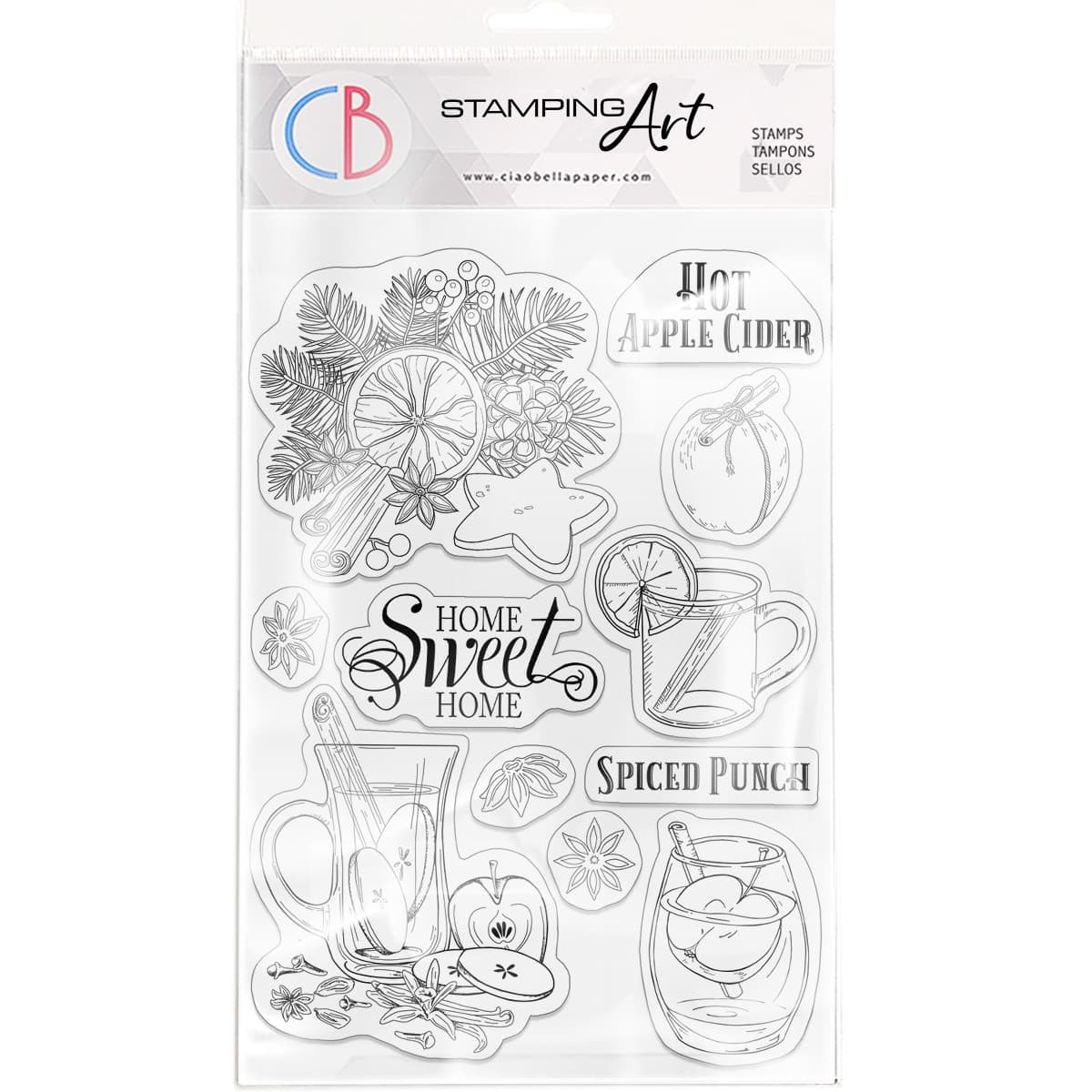 Ciao Bella Clear Stamp Set 6"x8" Hot Apple Cider-1