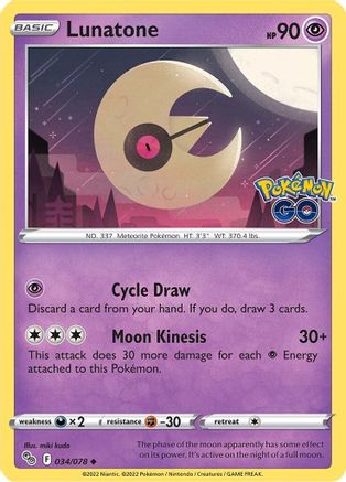 Lunatone 34/78 - Pokemon GO Reverse Holofoil-1