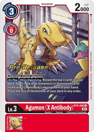Agumon (X Antibody) (BT9-008) - X Record Pre-Release Cards Foil-1