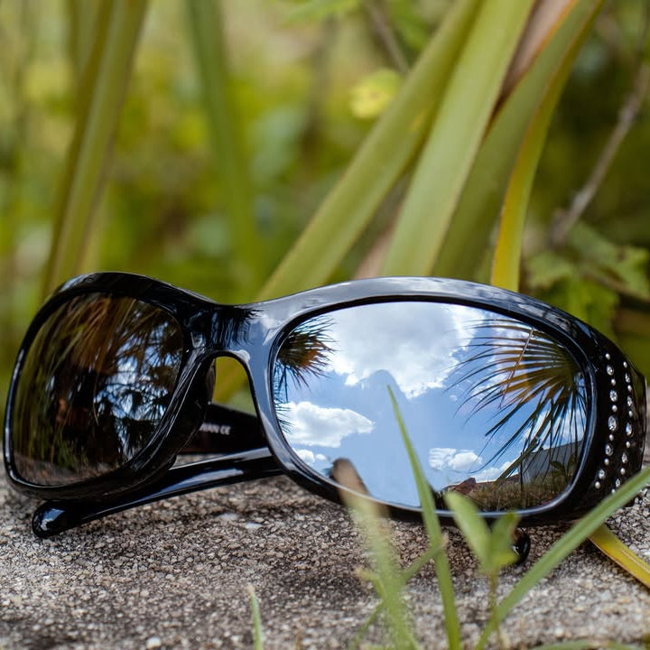 Global Vision Marilyn 2 Women’s Motorcycle Sunglasses. Gloss Black Rhinestone Riding Glasses-2