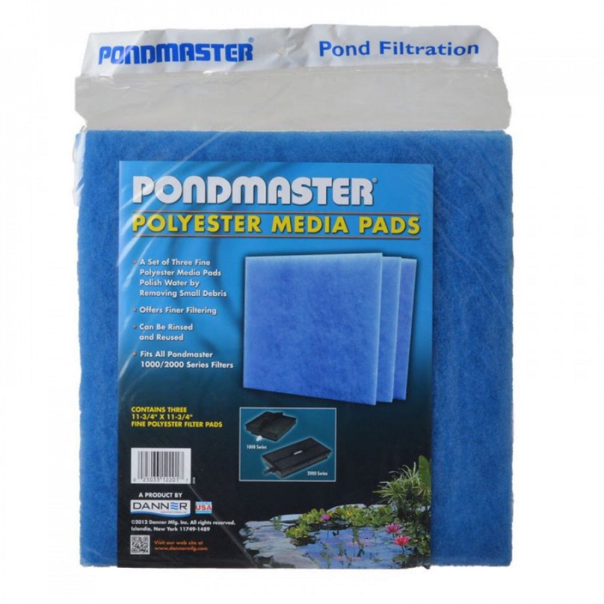 Almohadillas filtrantes de poliéster fino Pondmaster, paquete de 3-1