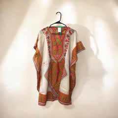 Red and Beige Printed Kaftan for Women-1